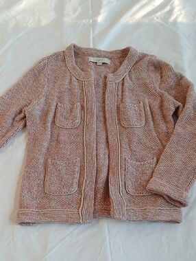 LOFT Dusty Pink Marled Knit Open Cardigan